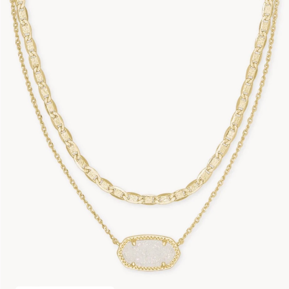 Kendra Scott Elisa gold multi strand necklace in iridescent drusy